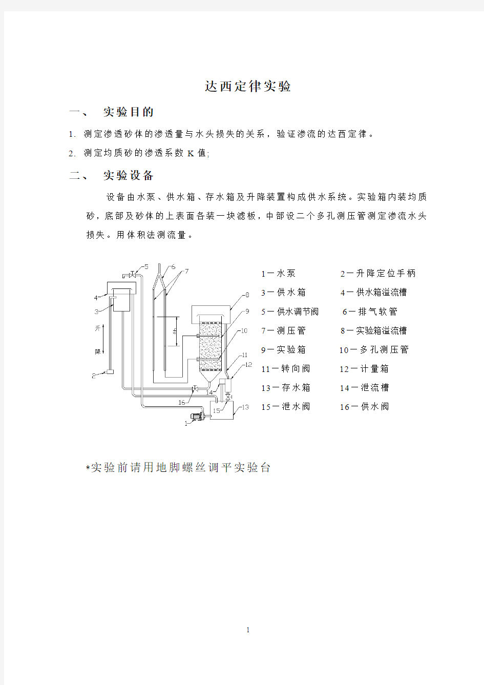 达西定律实验