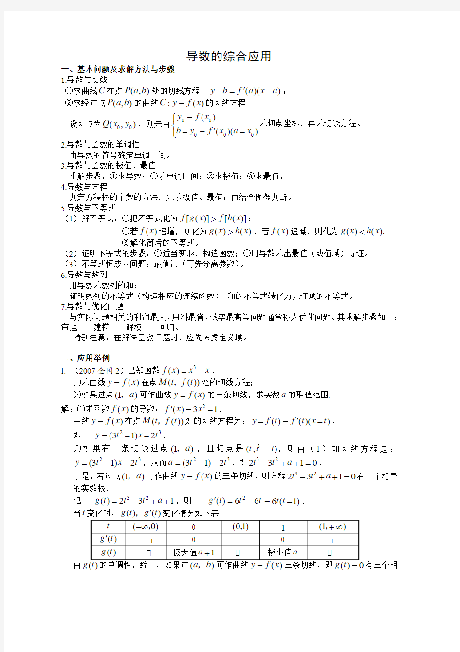 导数的综合应用教师版(经典)