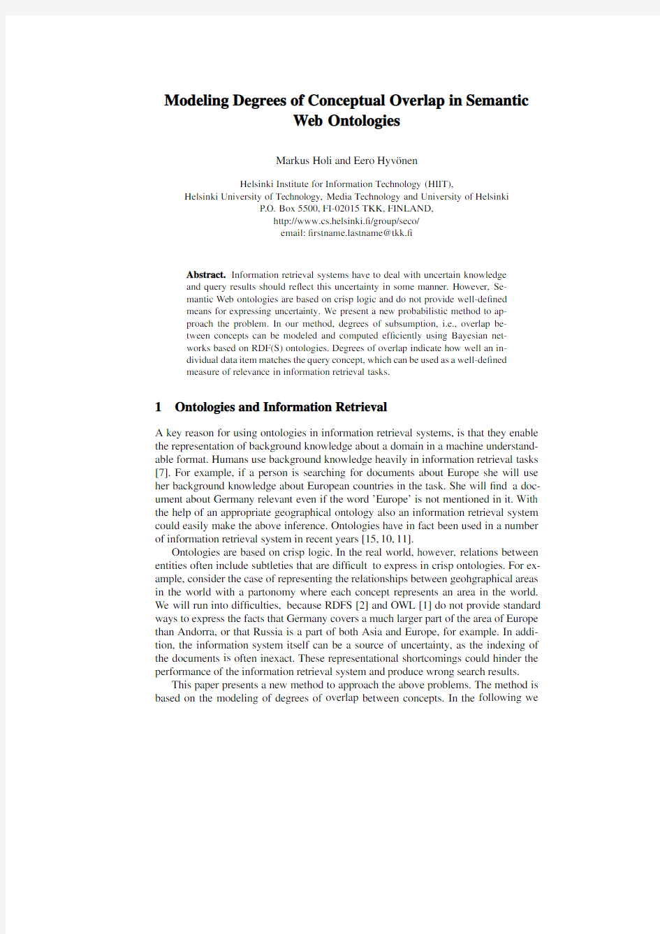 Modeling degrees of conceptual overlap in Semantic Web ontologies