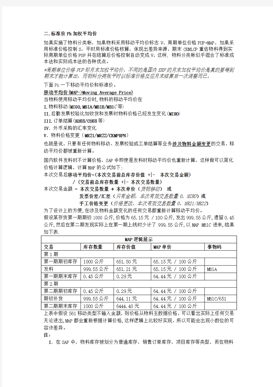 物料分类帐之价格控制和差异分析