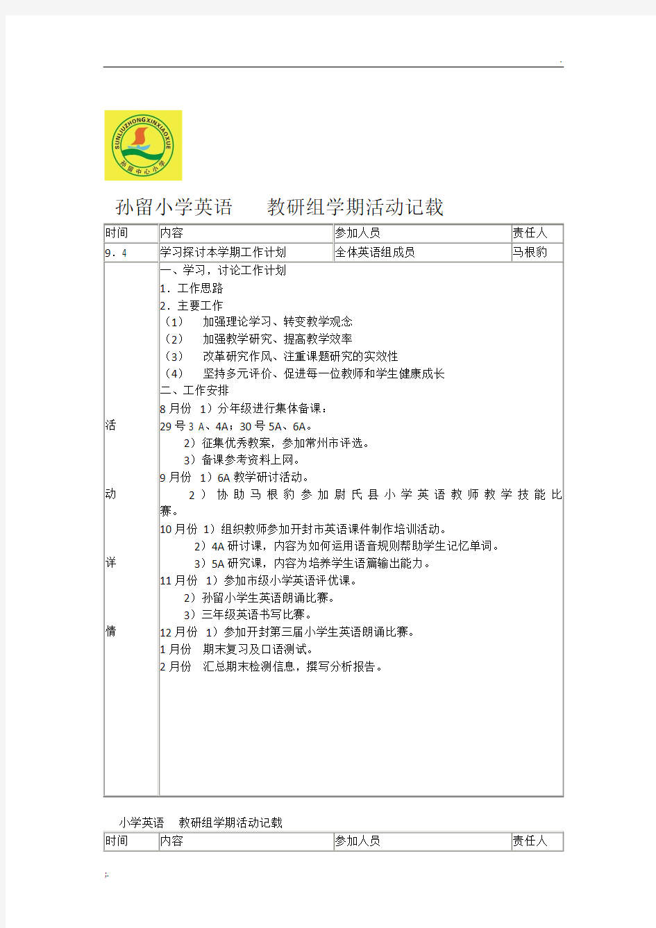 小学英语教研组活动记录 (5)