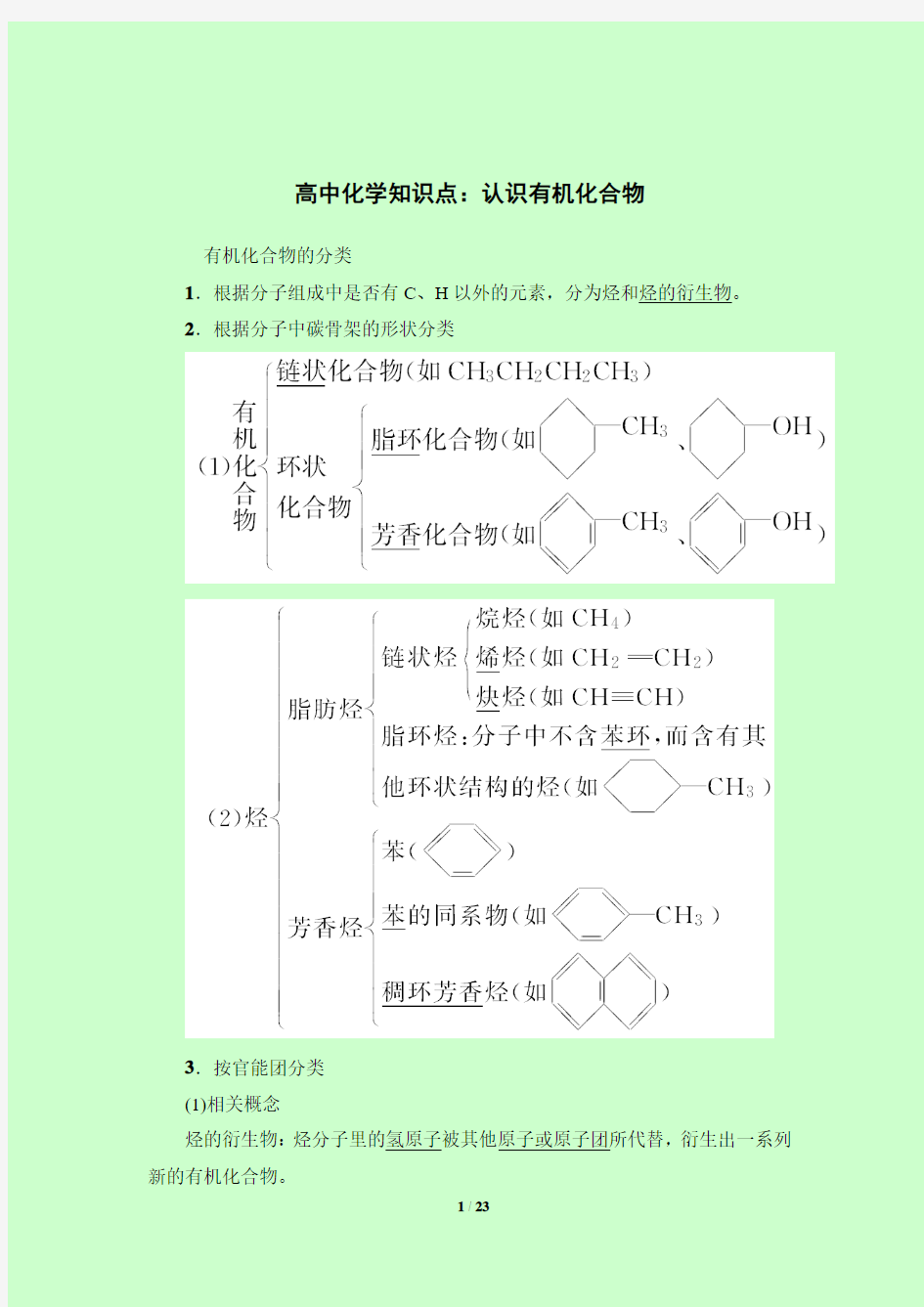 高中化学知识点：认识有机化合物