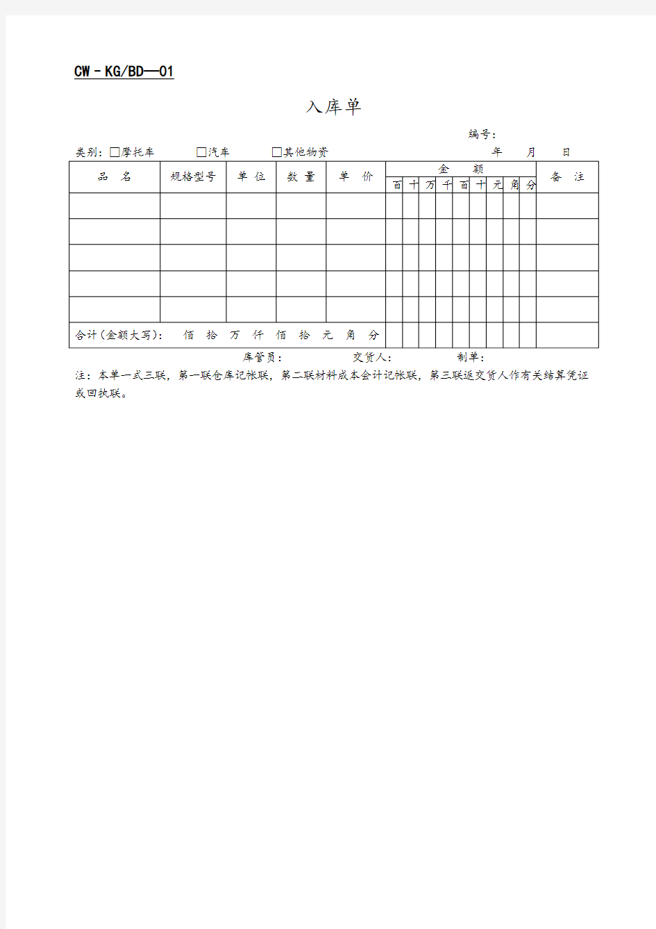 仓库管理表格