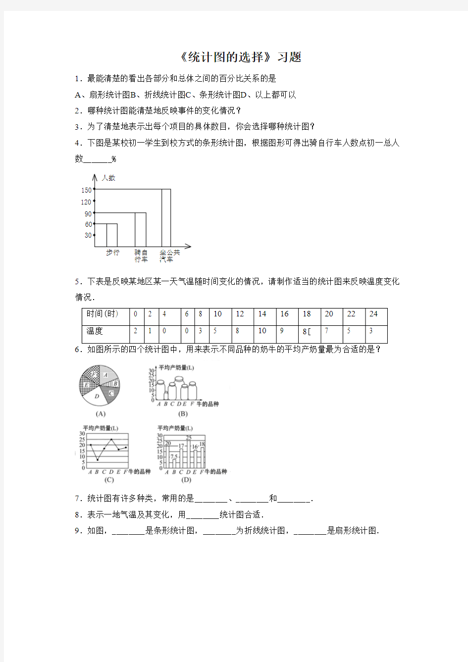 《统计图的选择》习题