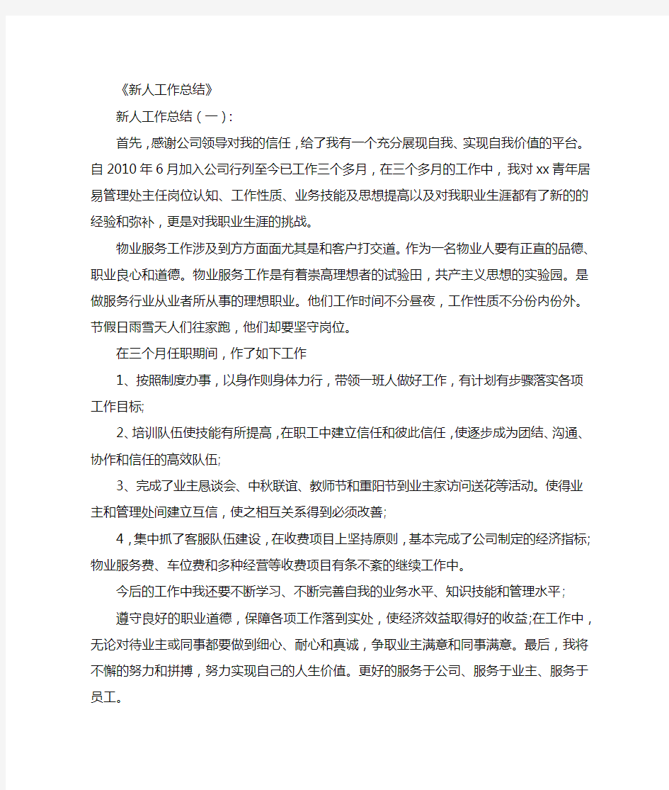 新人工作总结12篇