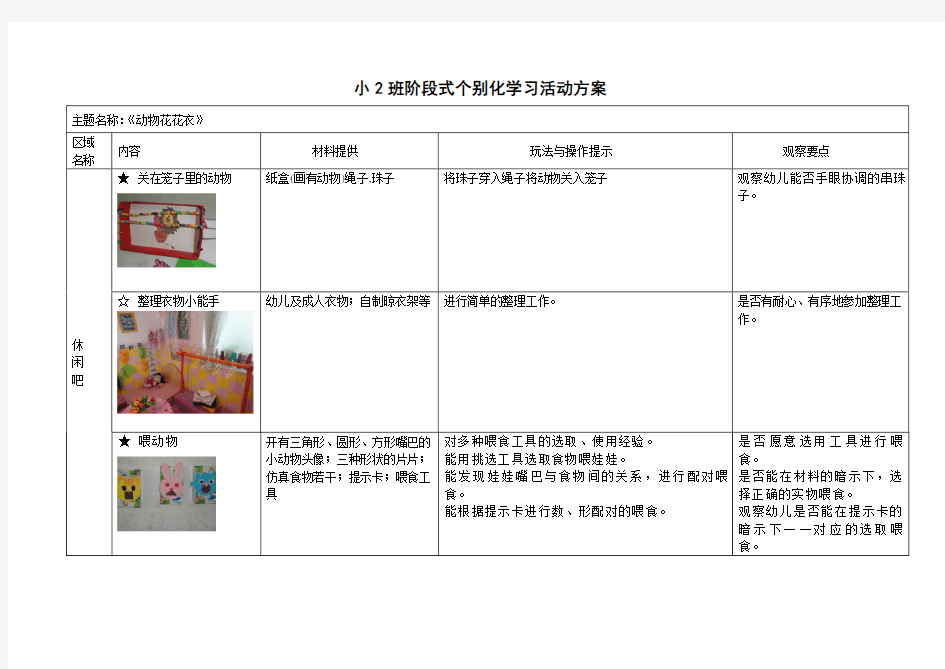 (完整版)动物花花衣个别化学习活动方案