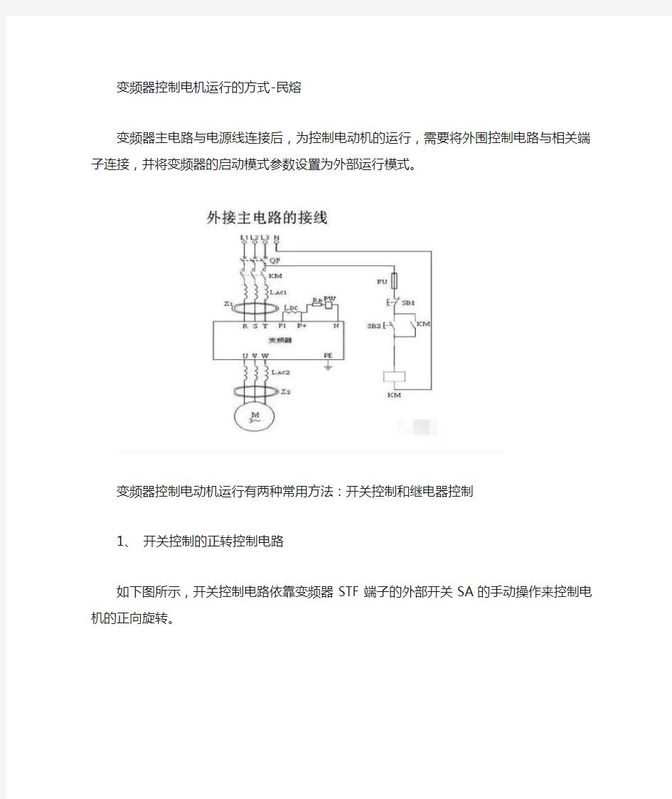 变频器控制电机运行的方式图文详解-民熔