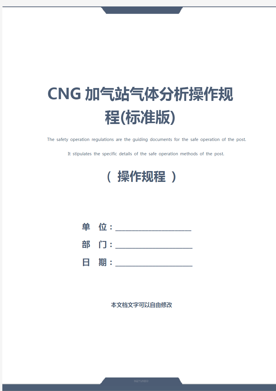 CNG加气站气体分析操作规程(标准版)