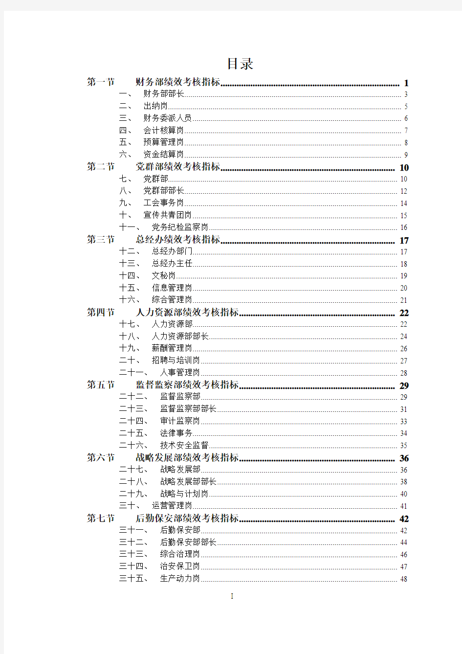 北大纵横—胜利油田—胜工集团总部绩效考核指标