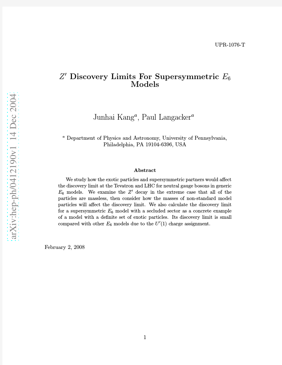 Z' Discovery Limits For Supersymmetric E_6 Models