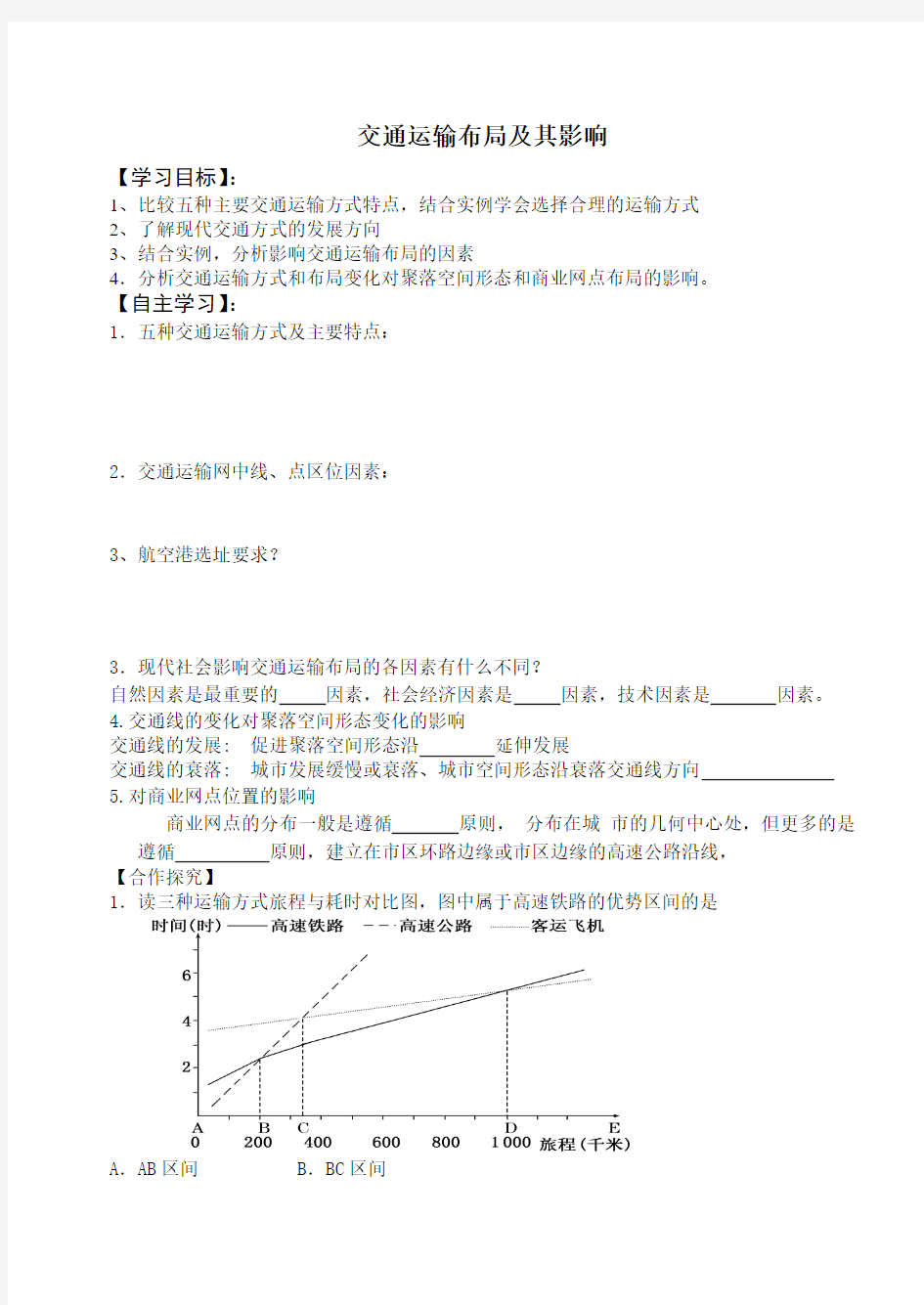 交通运输布局及其影响