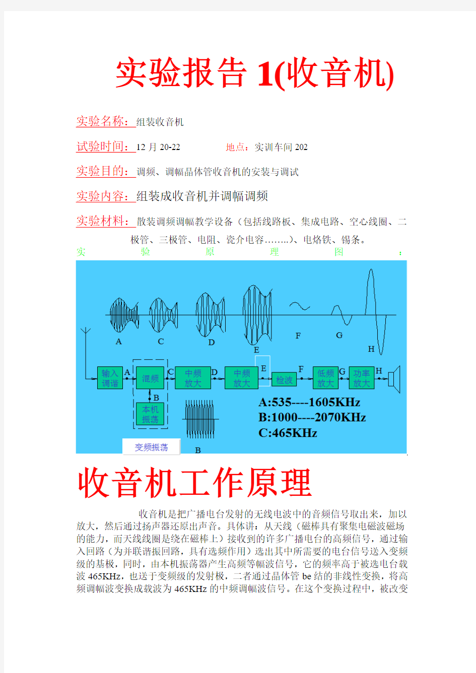 焊收音机实验报告