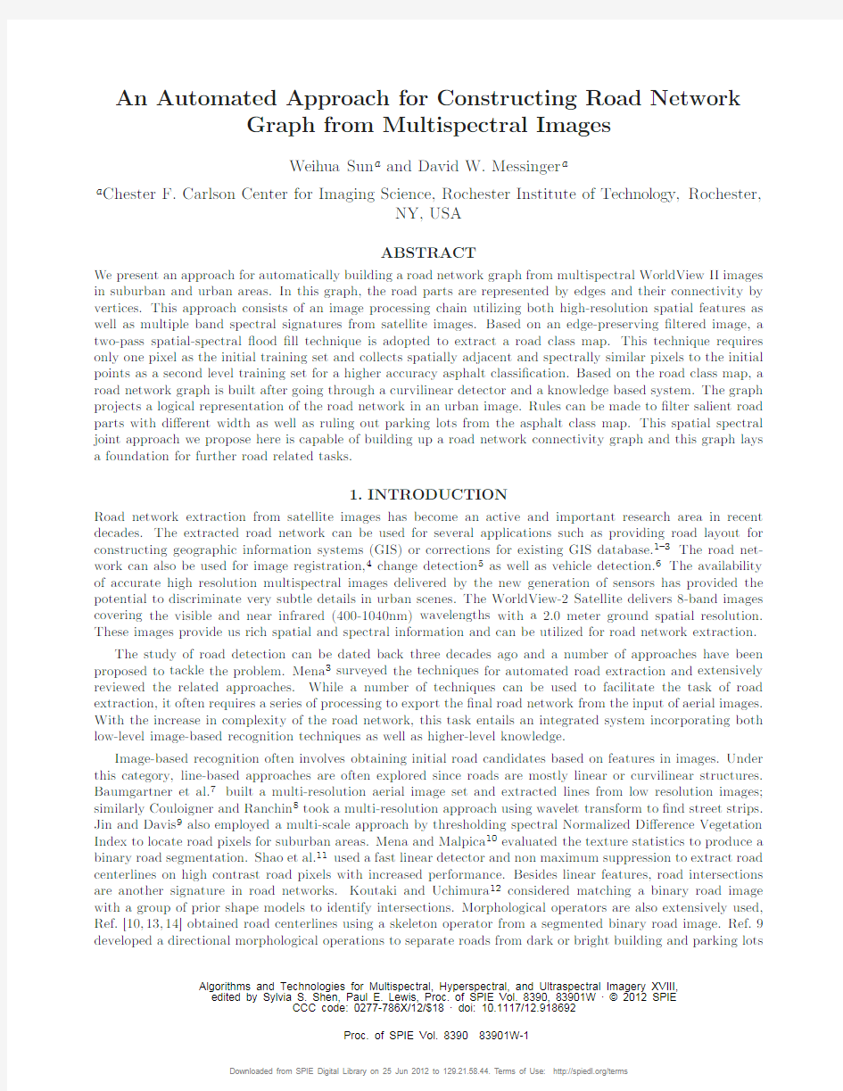 An Automated Approach for Constructing Road Network Graph from Multispectral Images