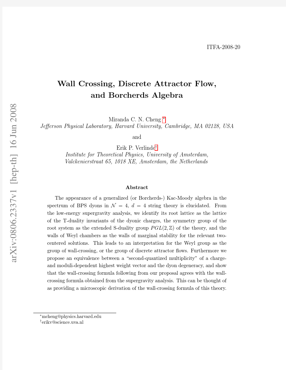 Wall Crossing, Discrete Attractor Flow, and Borcherds Algebra