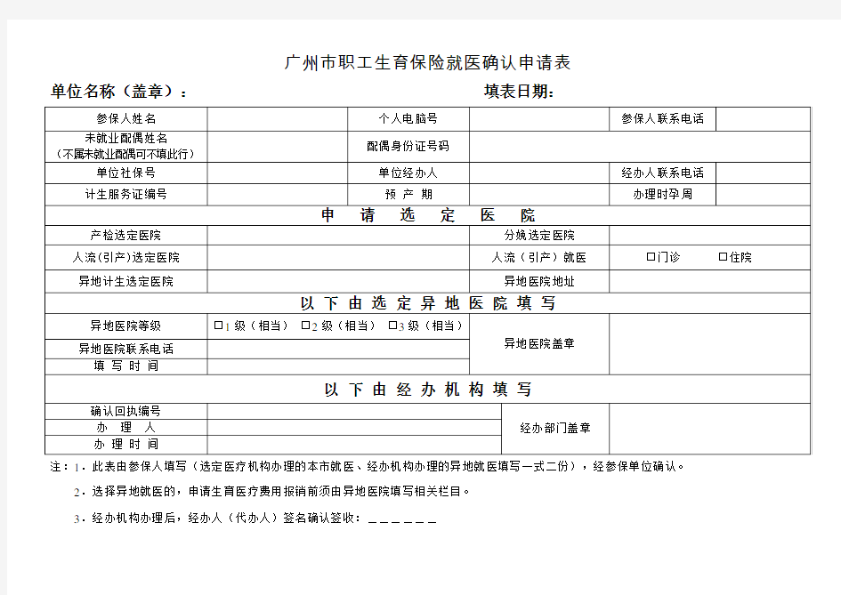 2017生育保险就医确认申请表