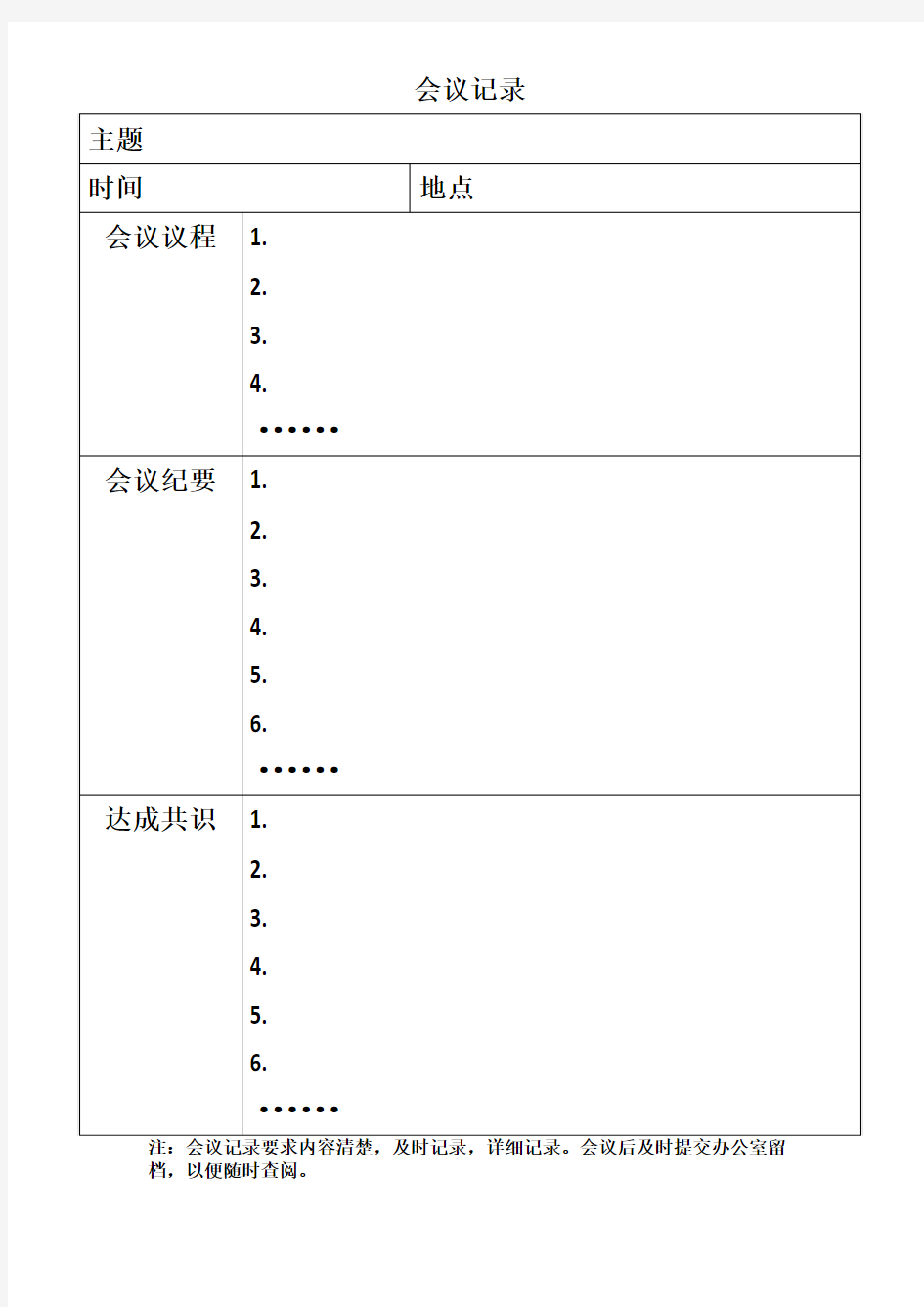 会议记录表