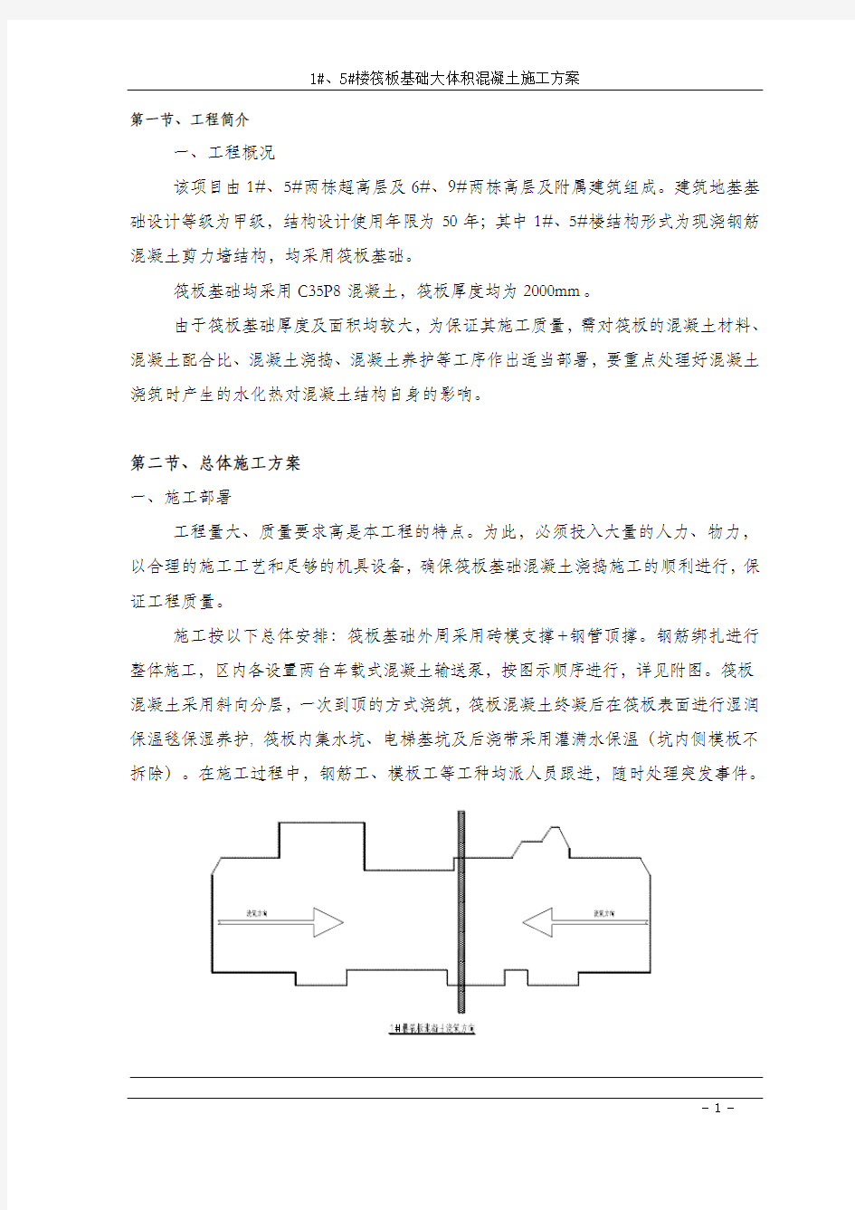 筏板基础大体积混凝土施工方案(最终版)