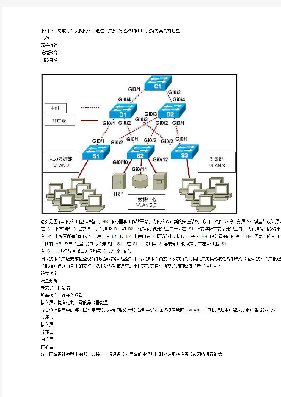 CCNA官方第三学期官方测试题和答案