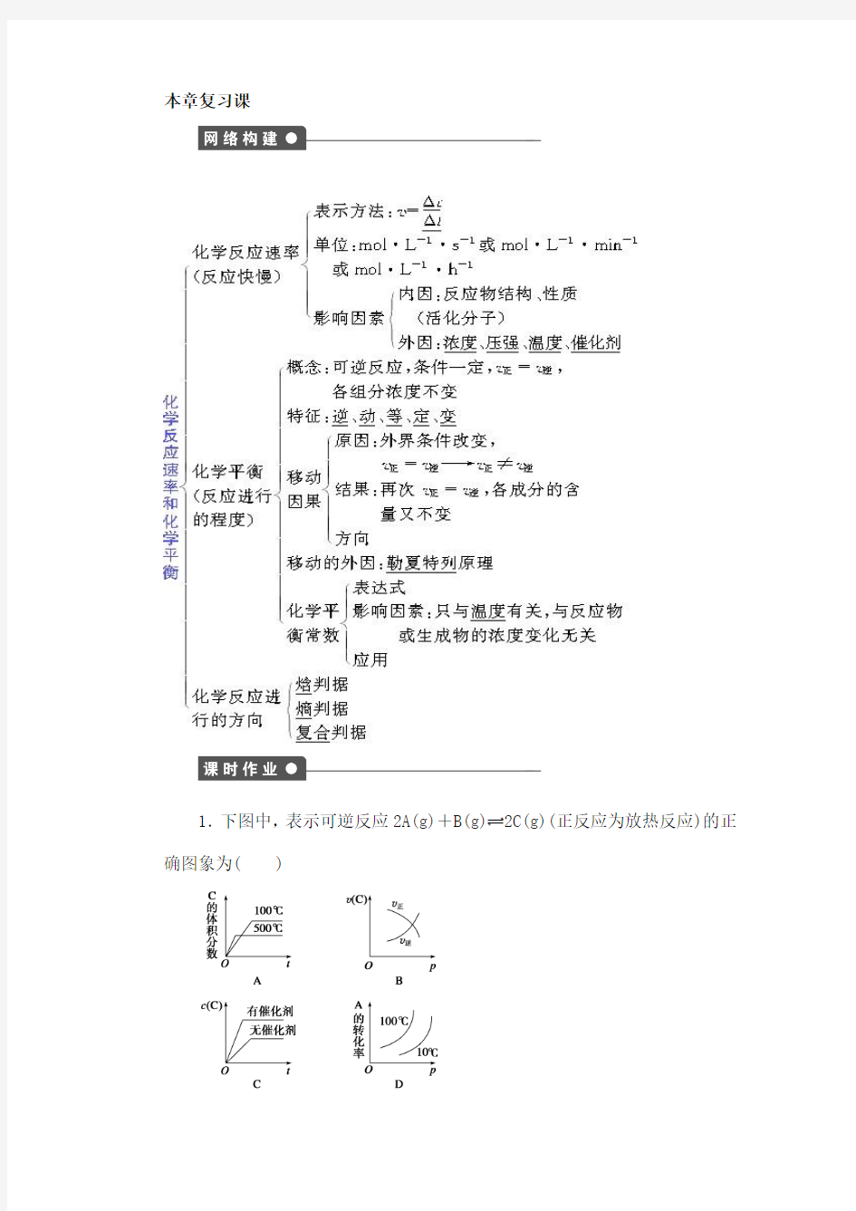 高二化学人教版选修4课后作业：第二章 复习课