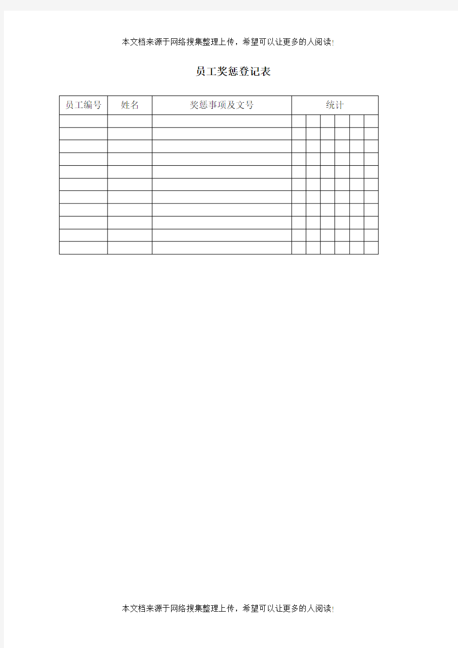 员工奖惩登记表(表格模板、DOC格式)
