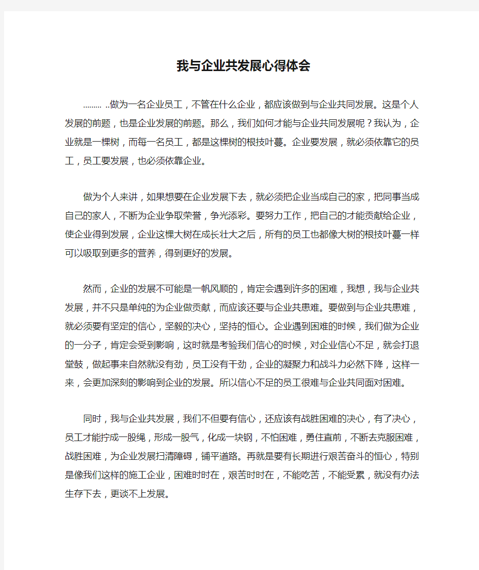 我与企业共发展心得体会