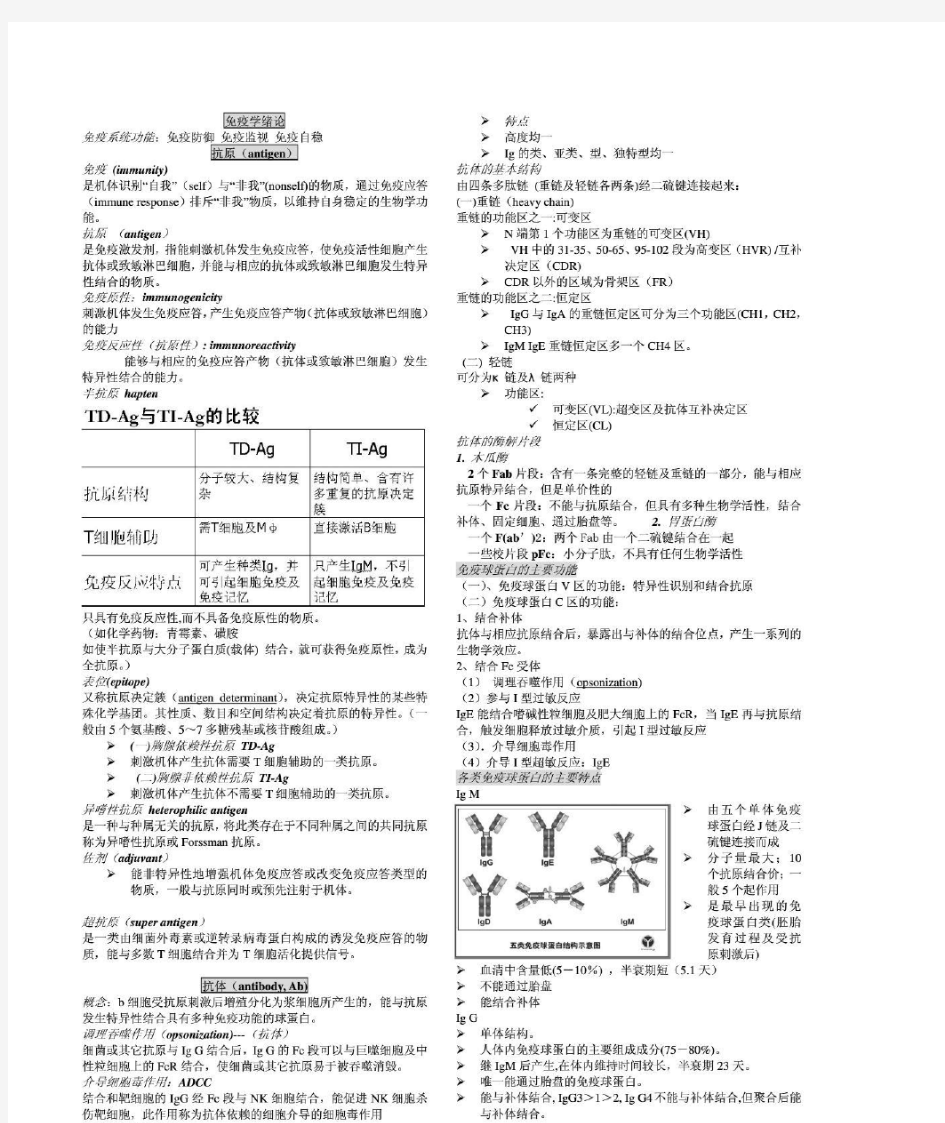 医学免疫学(第六版)要点总结【重点全】