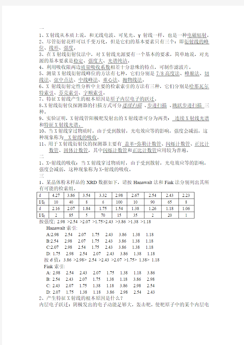 现代材料测试技术作业答案