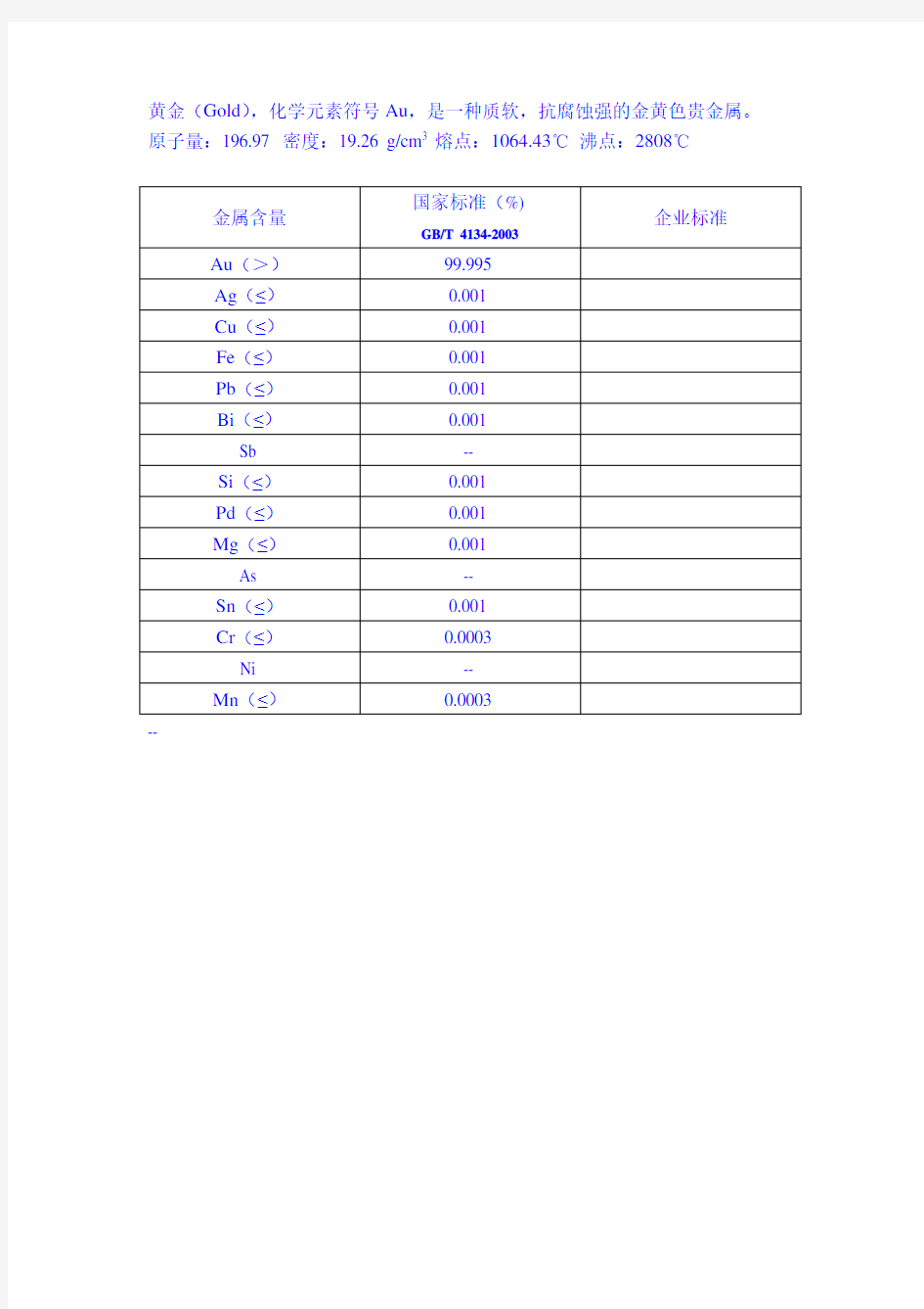 金属国家标准