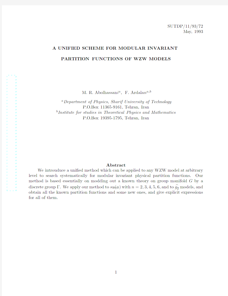 A Unified Scheme for Modular Invariant Partition Functions of WZW Models