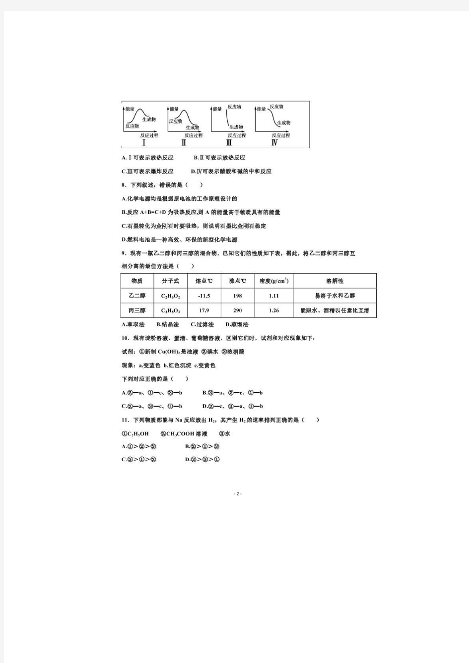 2015学年高一化学下学期期末考试试题