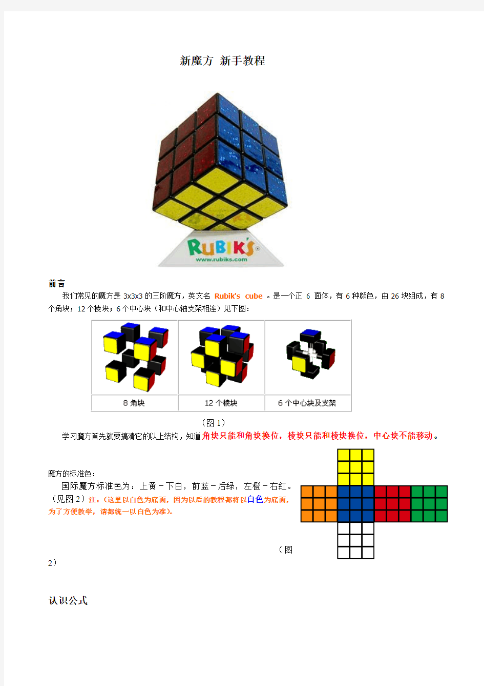 新手魔方公式口诀图解教程