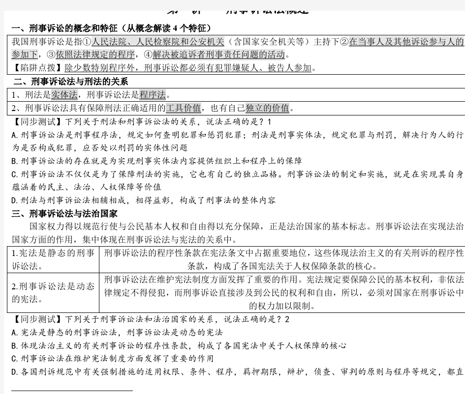 最新刑事诉讼法知识点归纳总结背诵版