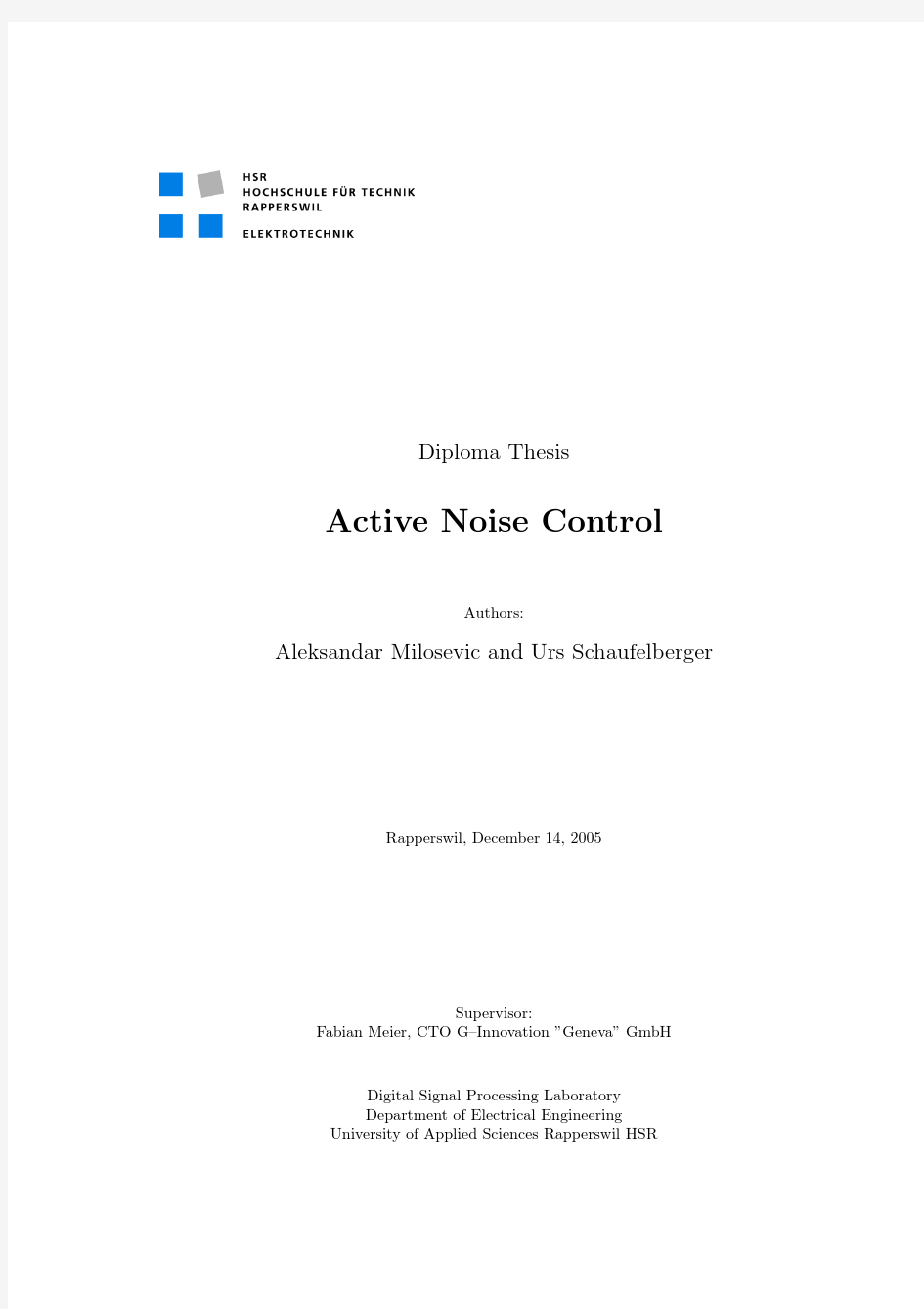 Active Noise Control