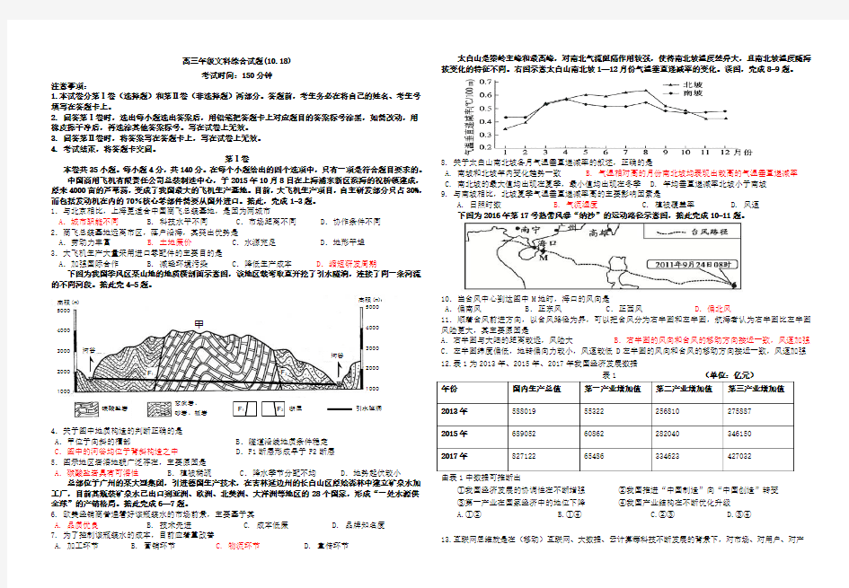 高三文综综合试题(最新)