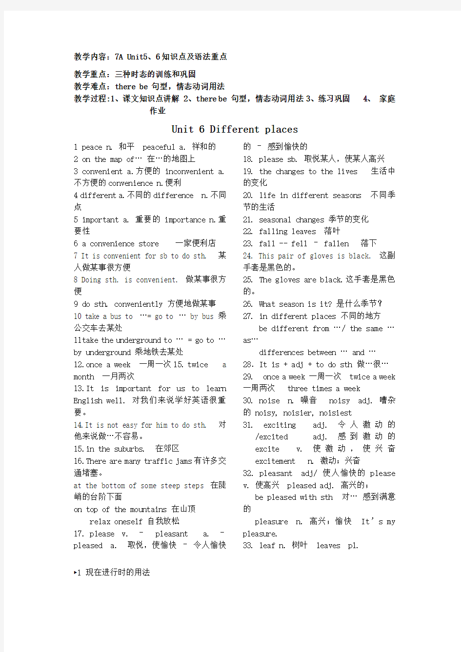 上海牛津英语7a_unit,7知识点及语法重点