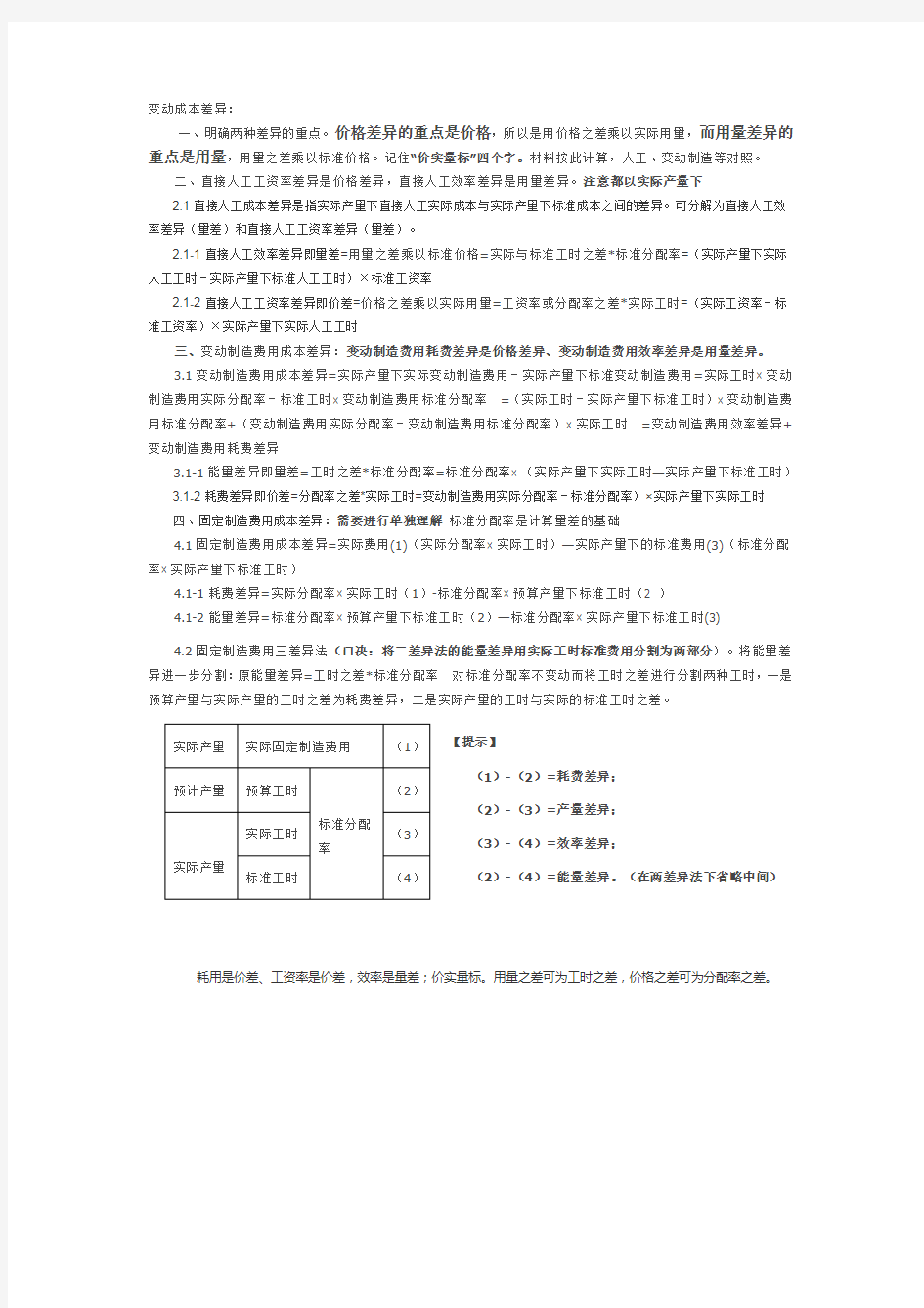 材料成本差异人工成本差异制造费用差异