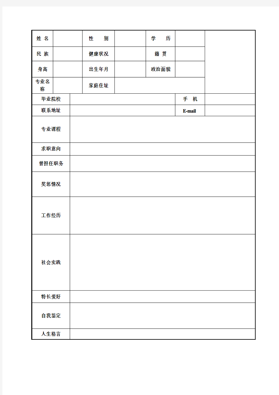 个人简历及介绍信模板