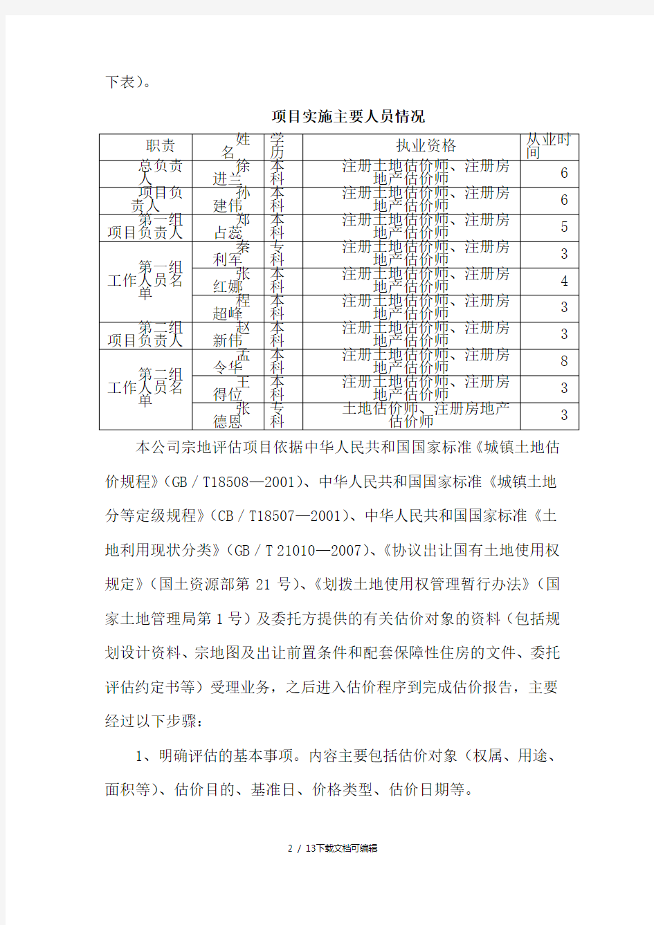 土地评估项目实施方案