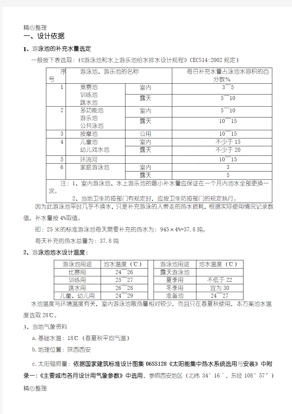 游泳池方法(25米标准池)