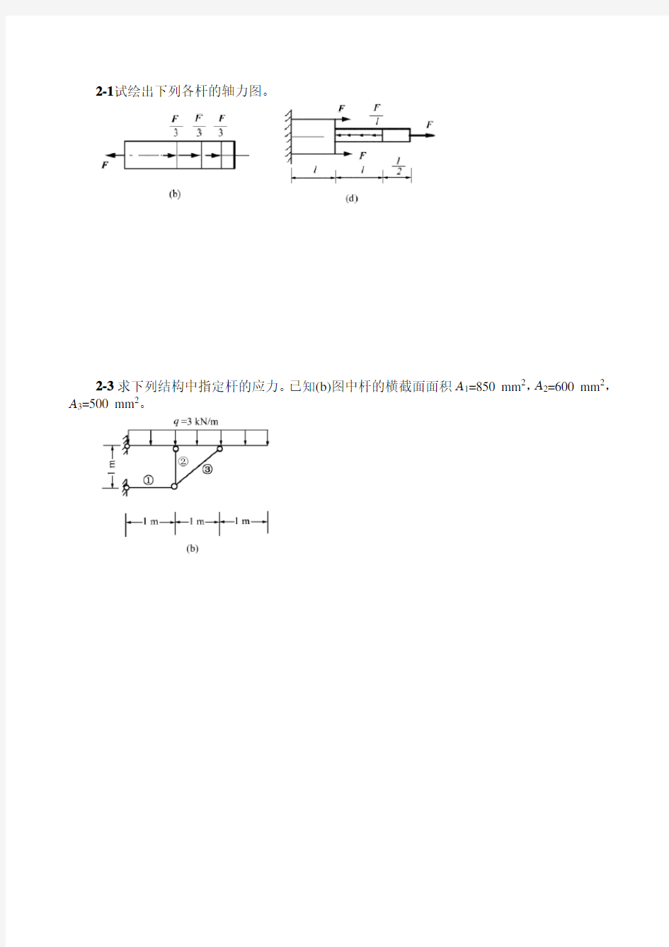 2-1试绘出下列各杆的轴力图。