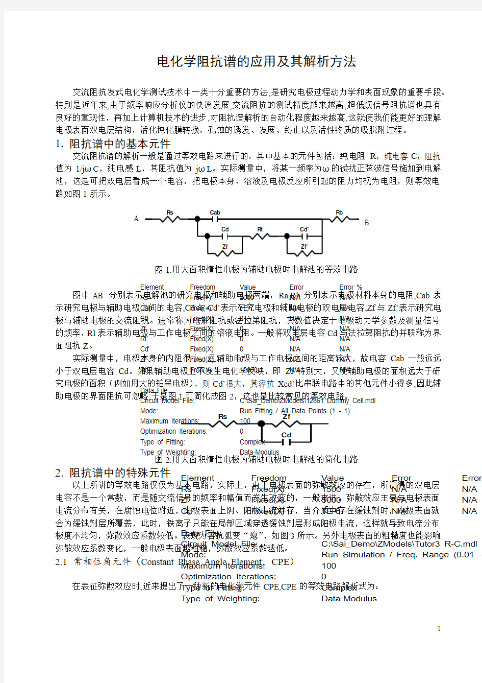 电化学阻抗谱的应用及其解析