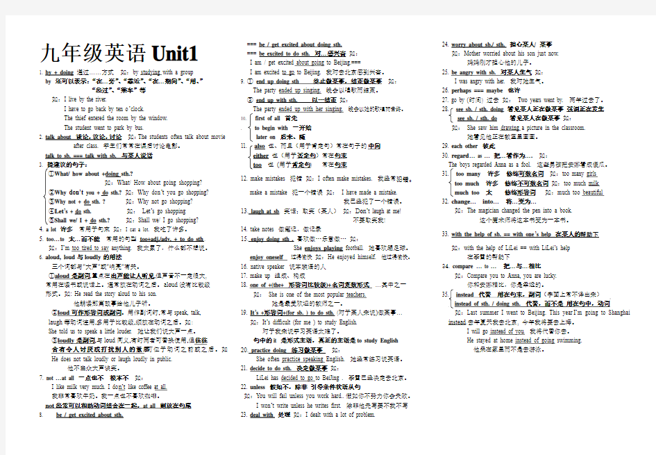 2019-2020年九年级英语全册知识点