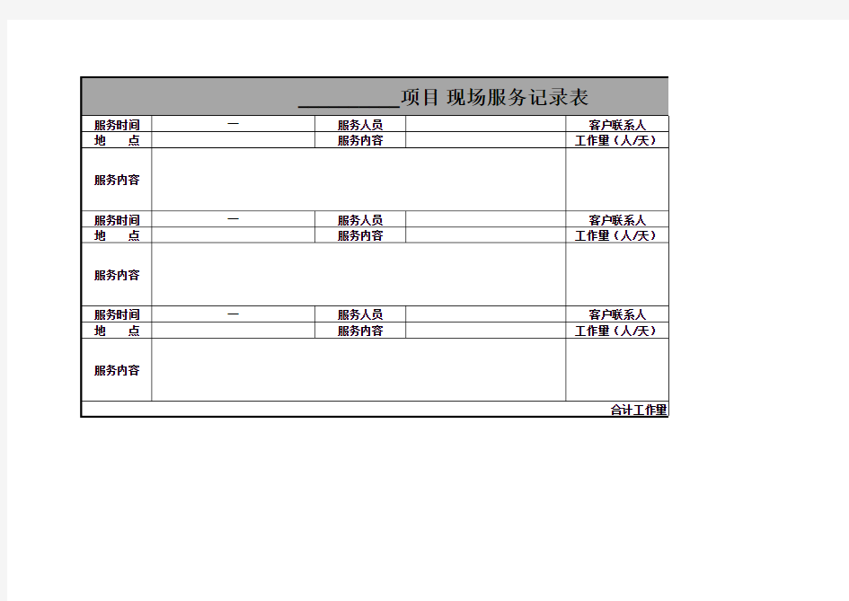 现场服务记录表