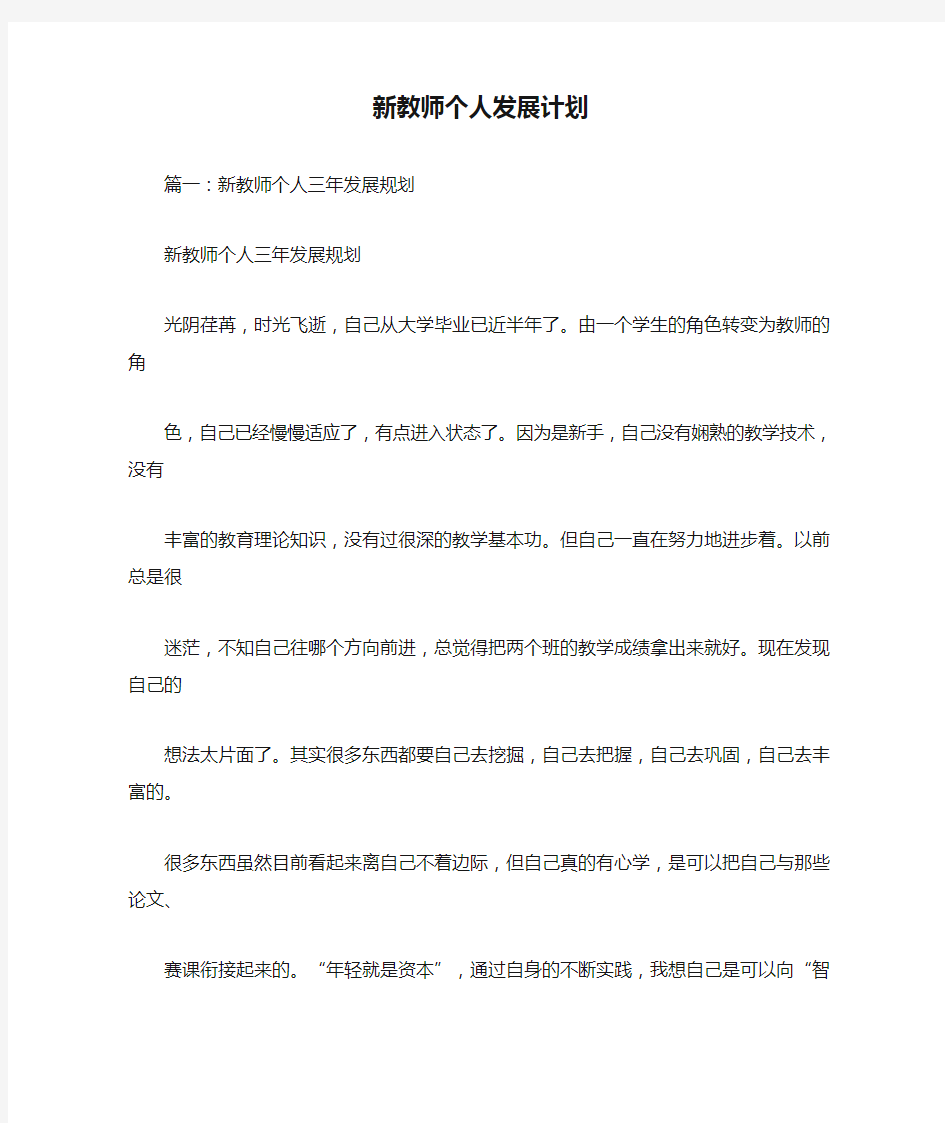 新教师个人发展计划