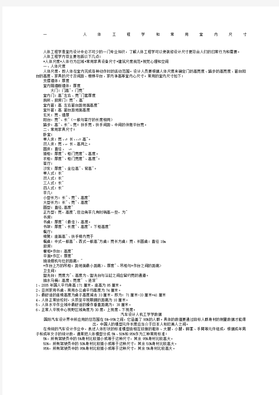 人机工程学基础数据集