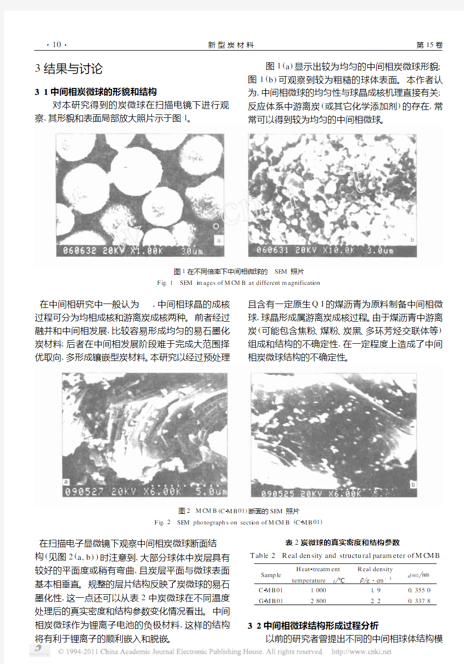 原生QI成核中间相炭微球的结构