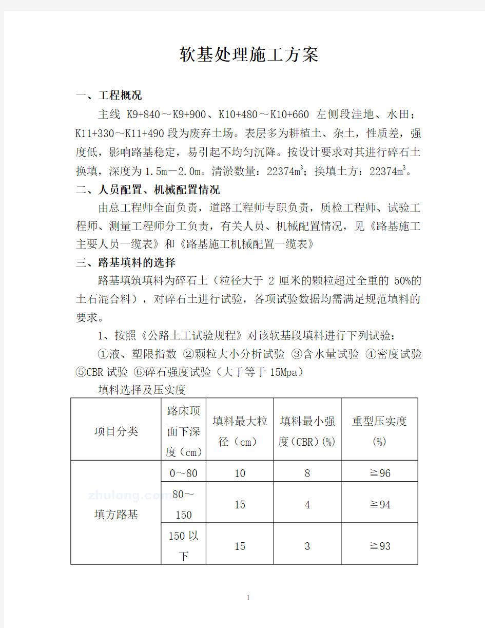 软土换填碎石土施工方案