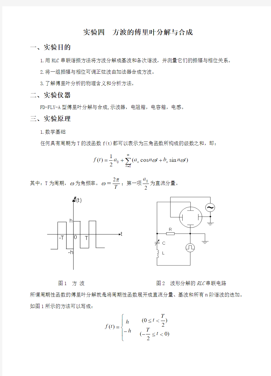 实验四 方波的傅里叶分解与合成