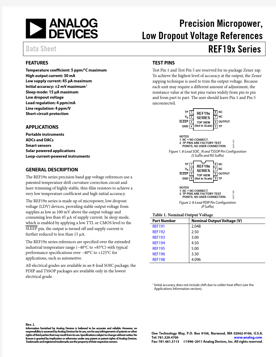 REF19x系列 电压基准源