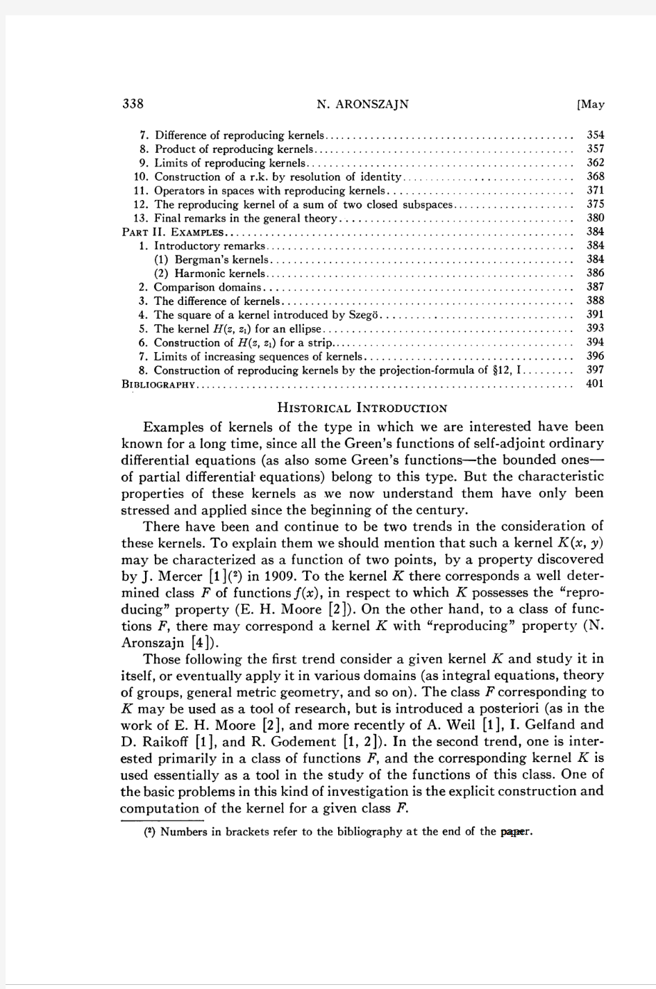 THEORY OF REPRODUCING KERNELS(')